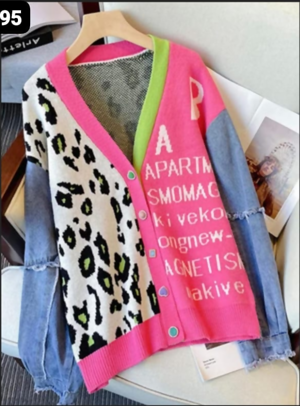 Girls Soft Knitting and Denim Jacket / Cardigan