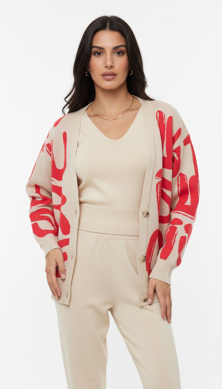 3-Piece Casual Co-Ord Set with Cardigan for Girls