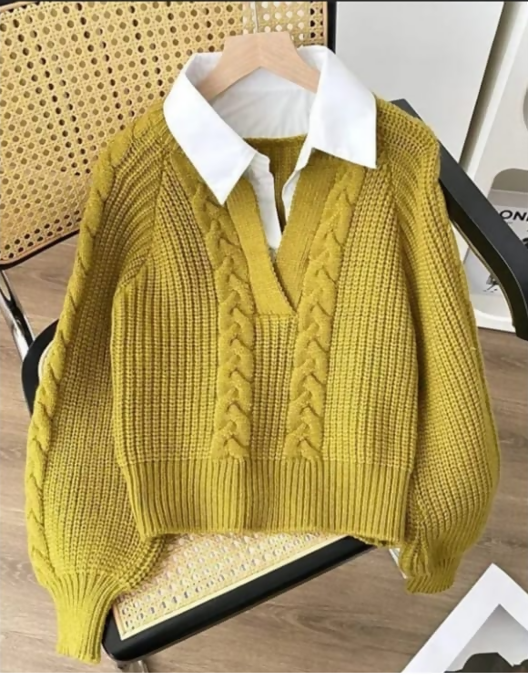 Elegant Girls Sweater with Collar