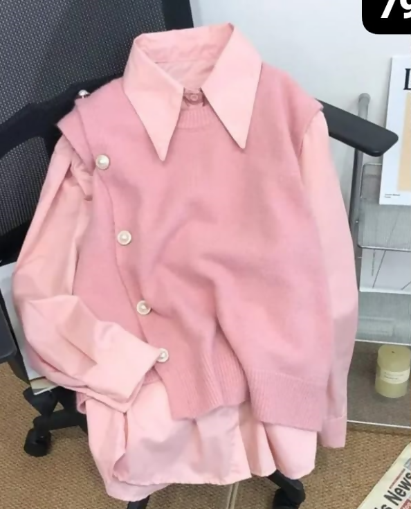 Winter Sweater With Chiffon Shirt