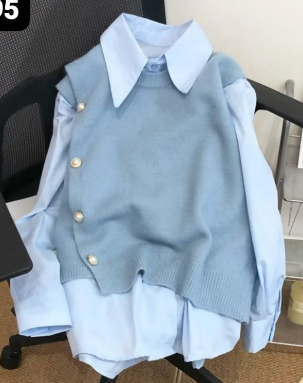 Winter Sweater With Chiffon Shirt