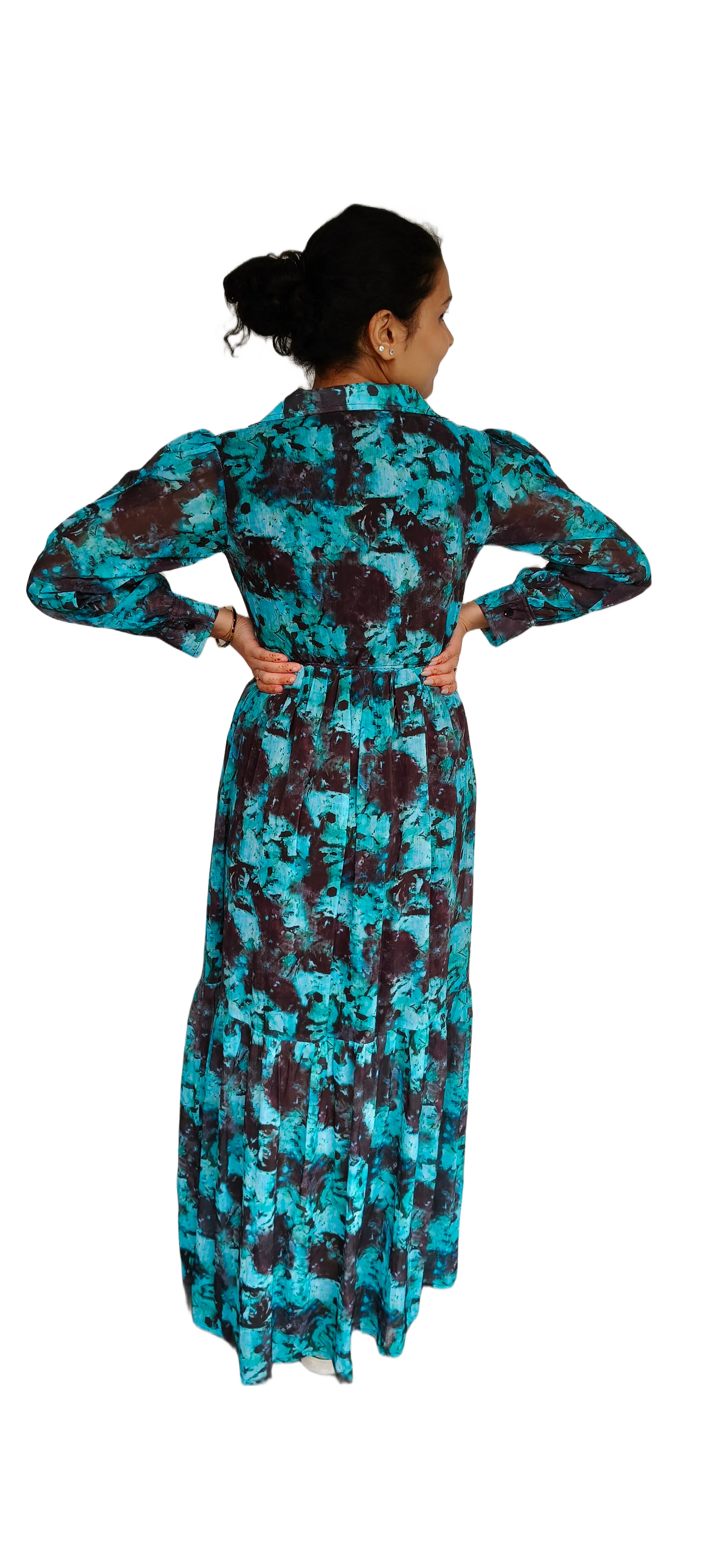 Women Chiffon Digital Print Long Dress