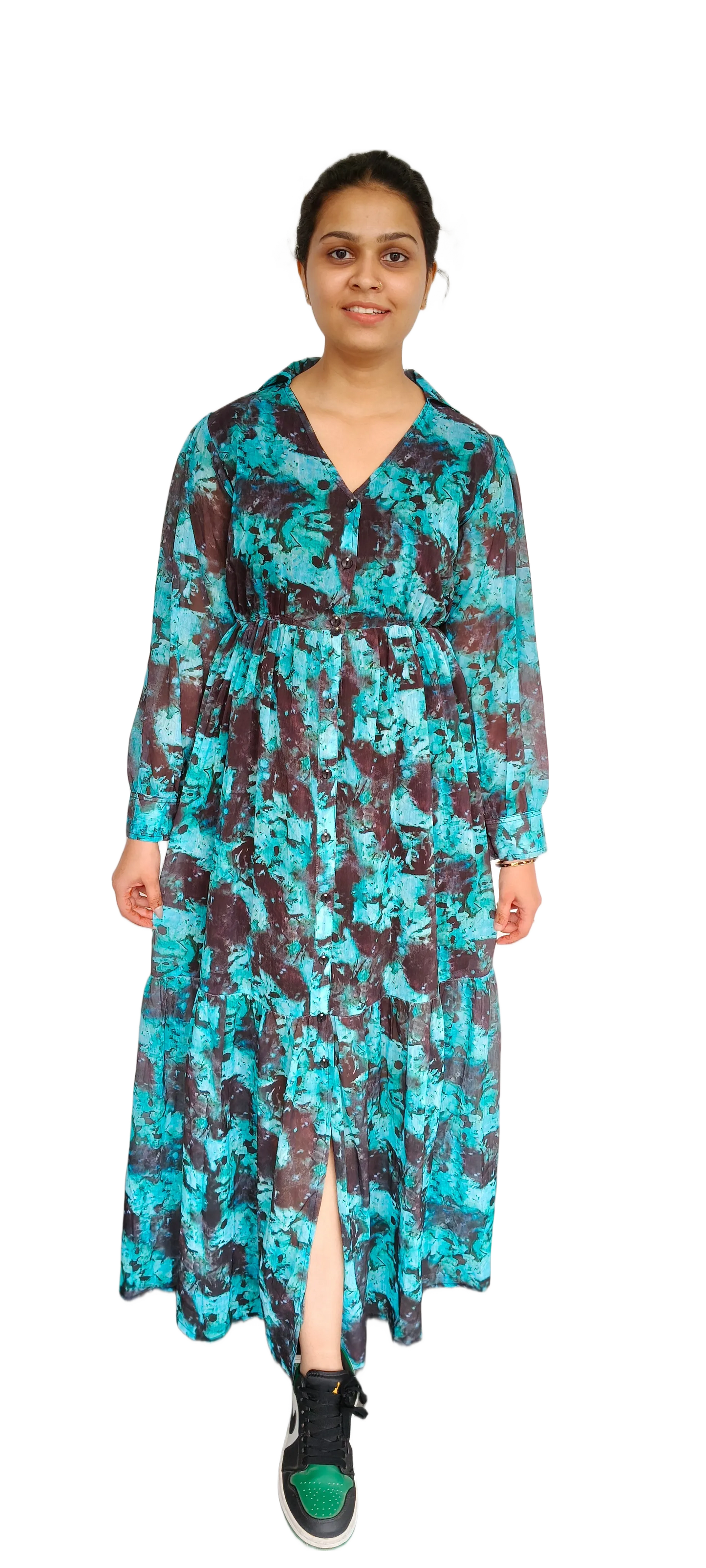 Women Chiffon Digital Print Long Dress