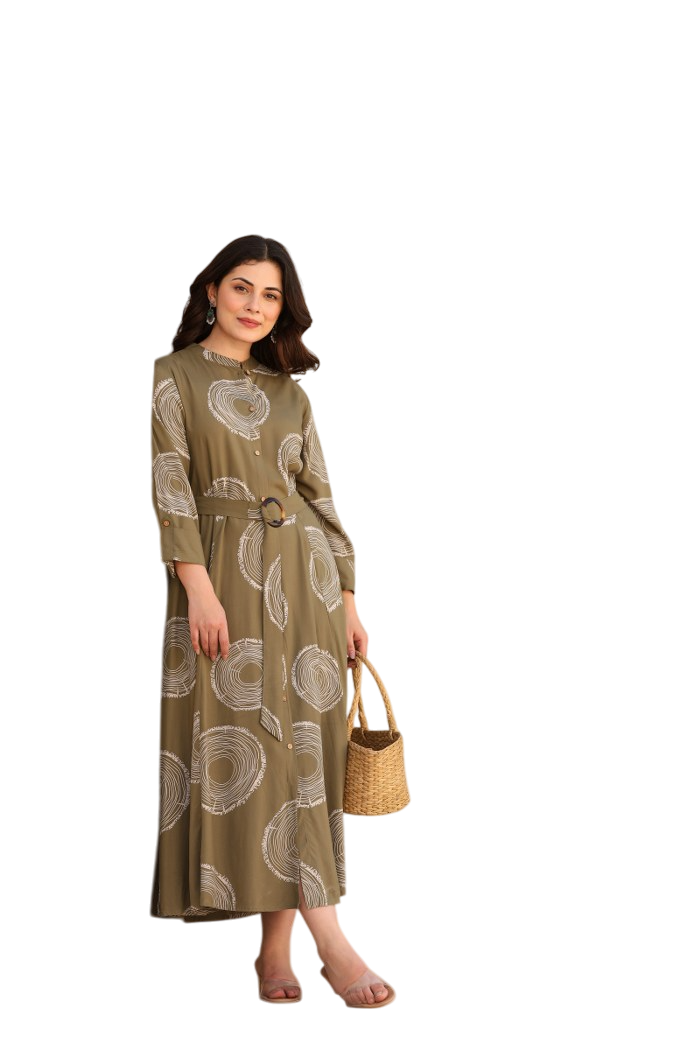 Women Long Olive Tunic