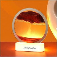 Moving Sand Art Picture, 3D Deep Sea Sandscape in Motion, Round Glass Frame Display Flowing Sand Relaxing Gift for Kids Adults Home Office Work Desktop Decoration Toy