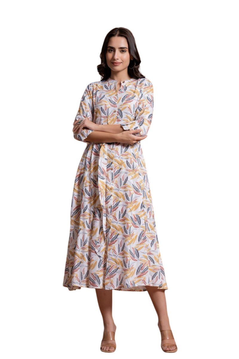 Women Long Tunic Leaf Print