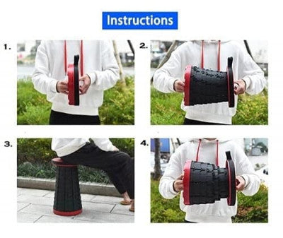 Telescoping Stool for Camping/Fishing/Hiking/Travel/BBQ/Garden, Retractable/Foldable Plastic Stool