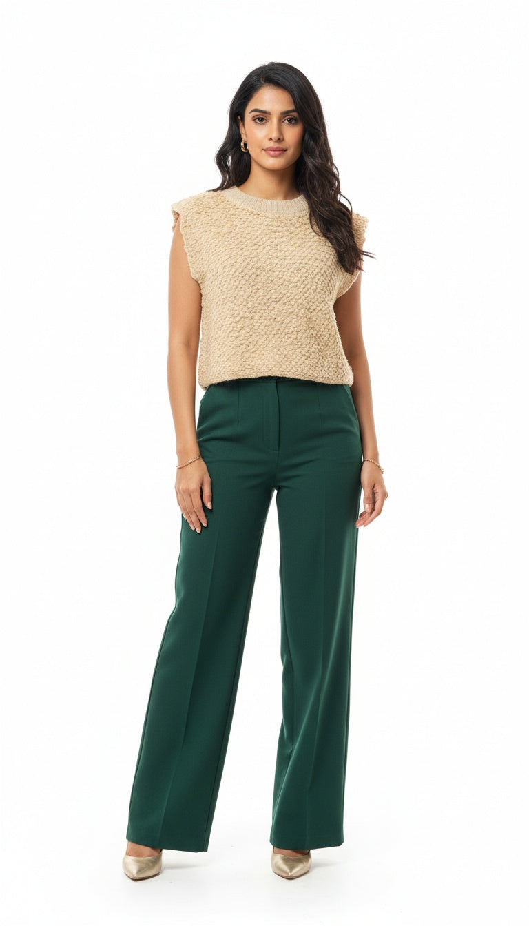 Women’s Textured Soft Wool Knit Sleeveless Top | Stylish Winter Layering Wear