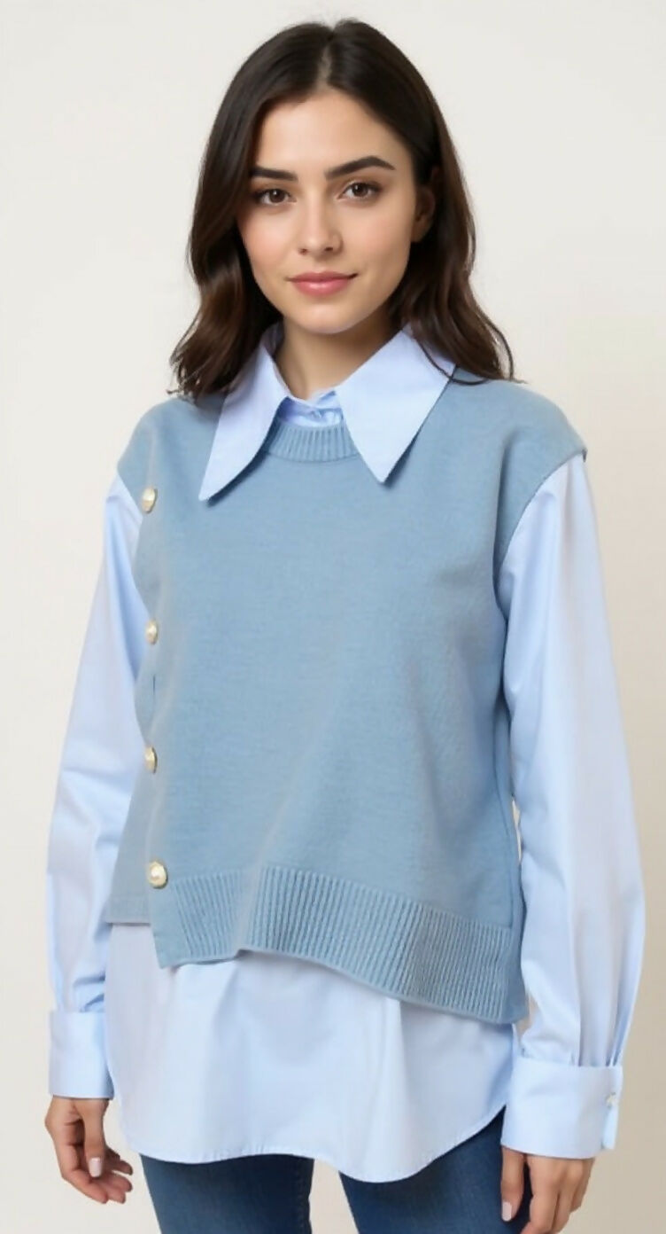 Winter Sweater With Chiffon Shirt