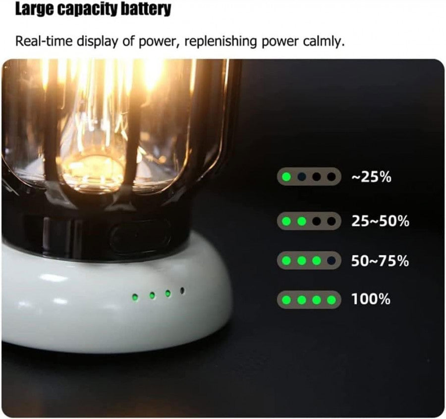 Led Camping Light Retro Style Lighting Battery Dimmable Tent Lamp Outdoor Portable Waterproof Flashlight Lanterns Lightweight For Courtyard Hiking ,Black