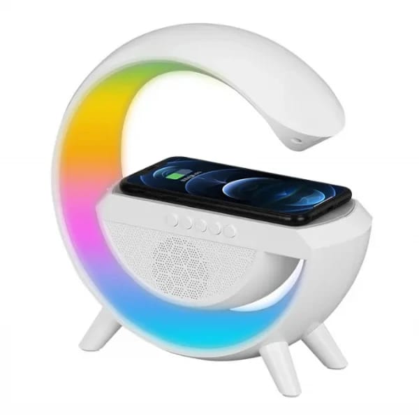 G SPEAKER LAMP & ALARM CLOCK WITH CHARGER - 3 in 1 Multi-Function Bluetooth Speaker with Wireless Fast Charging, RGB Light and Sunrise Alarm Clock for Bedroom & Bedside Table