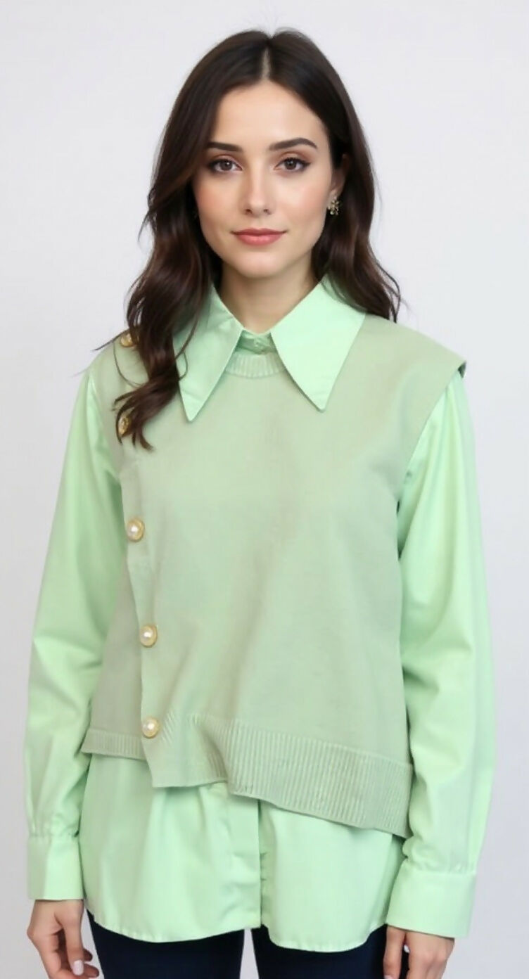 Winter Sweater With Chiffon Shirt