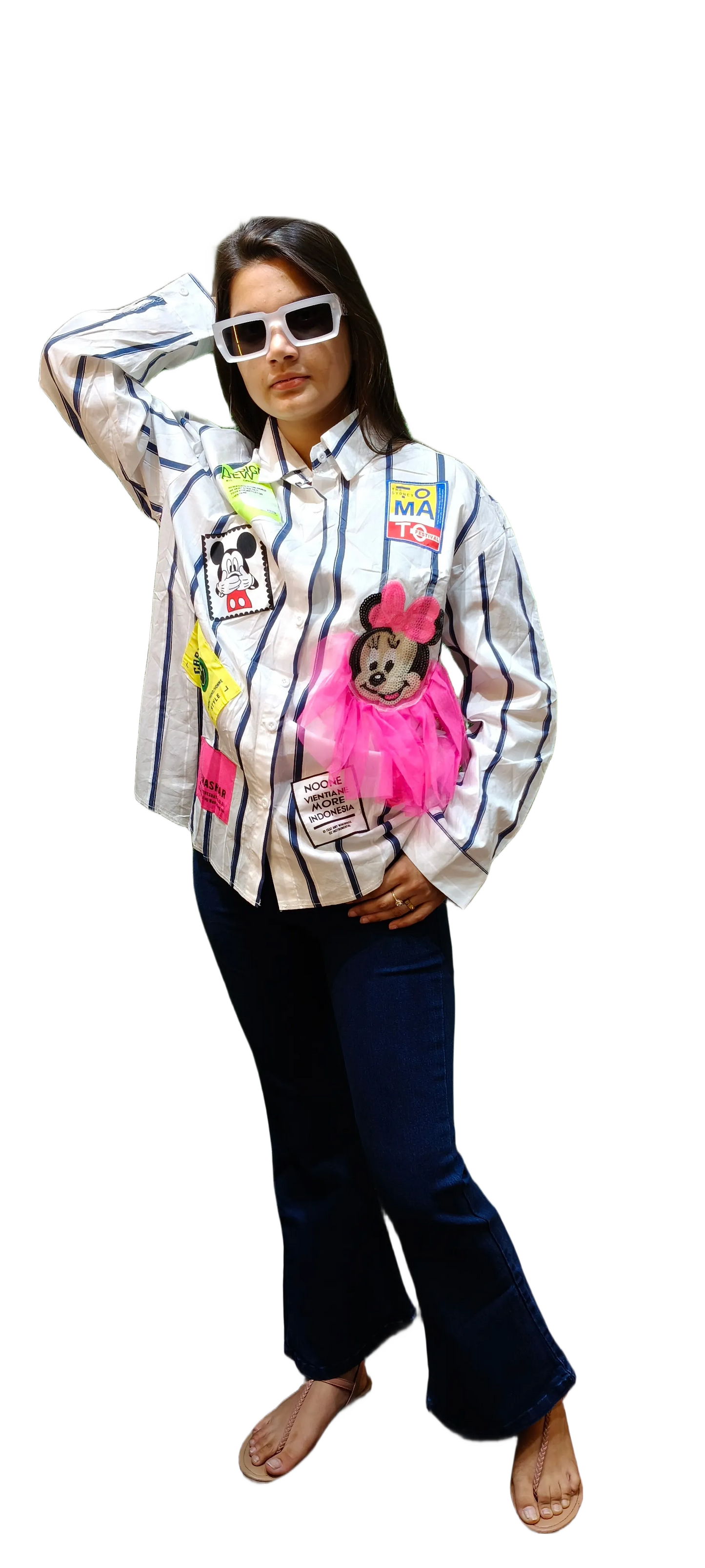 White Designer Patch Shirt