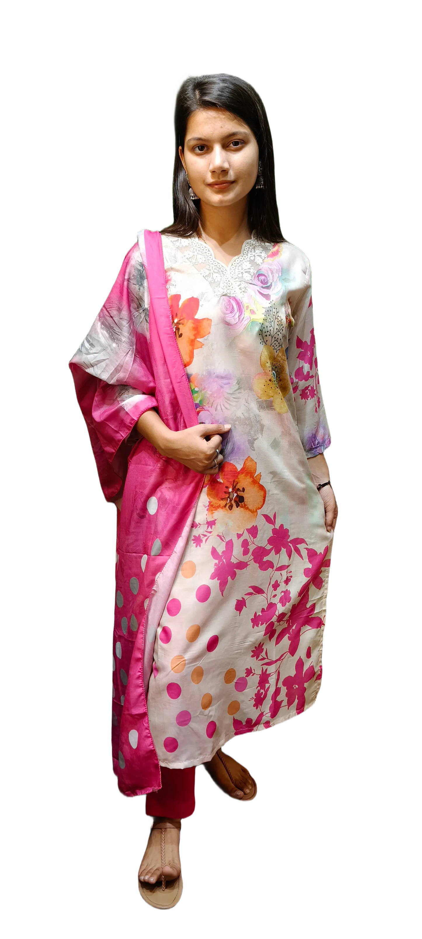 Cotton Digital Floral Print Kurta Pant Dupatta Set