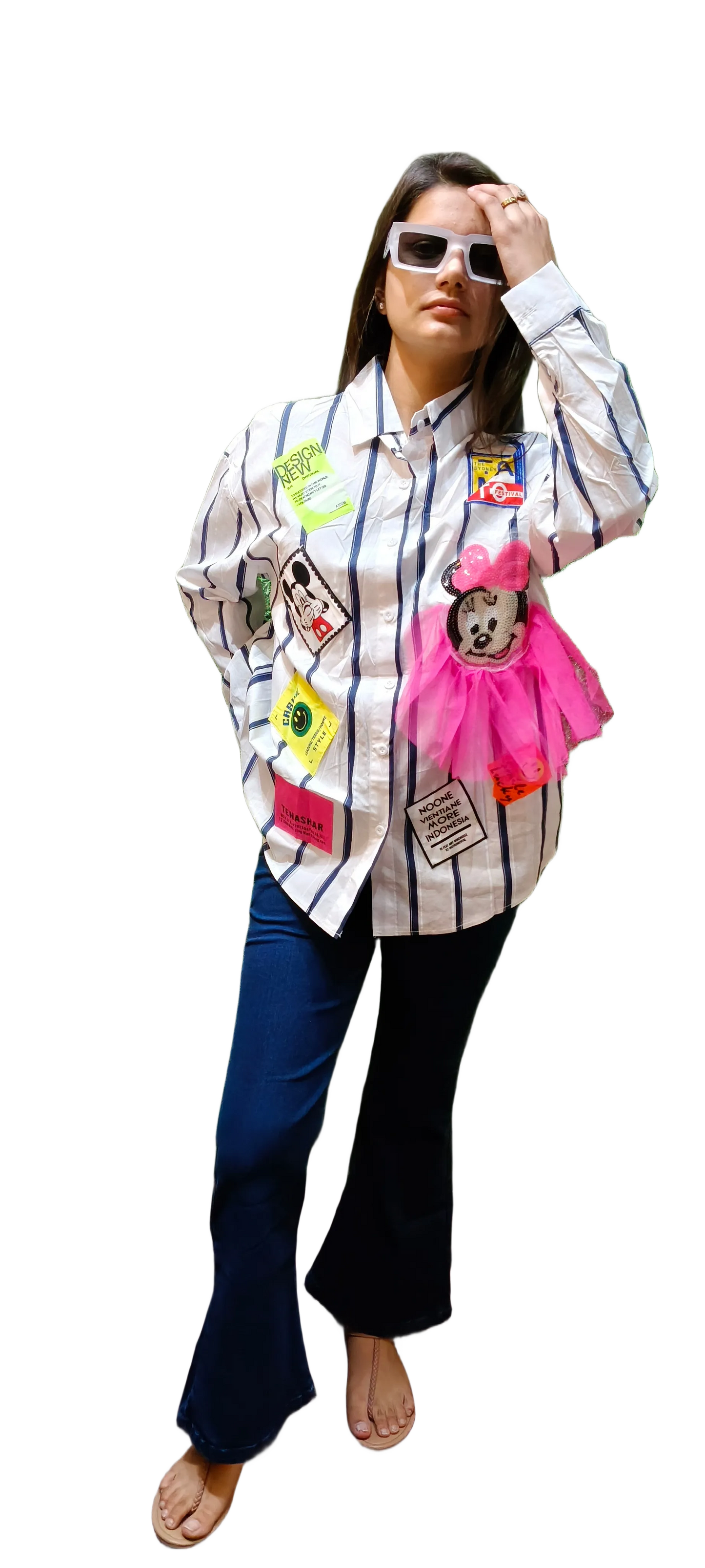 White Designer Patch Shirt