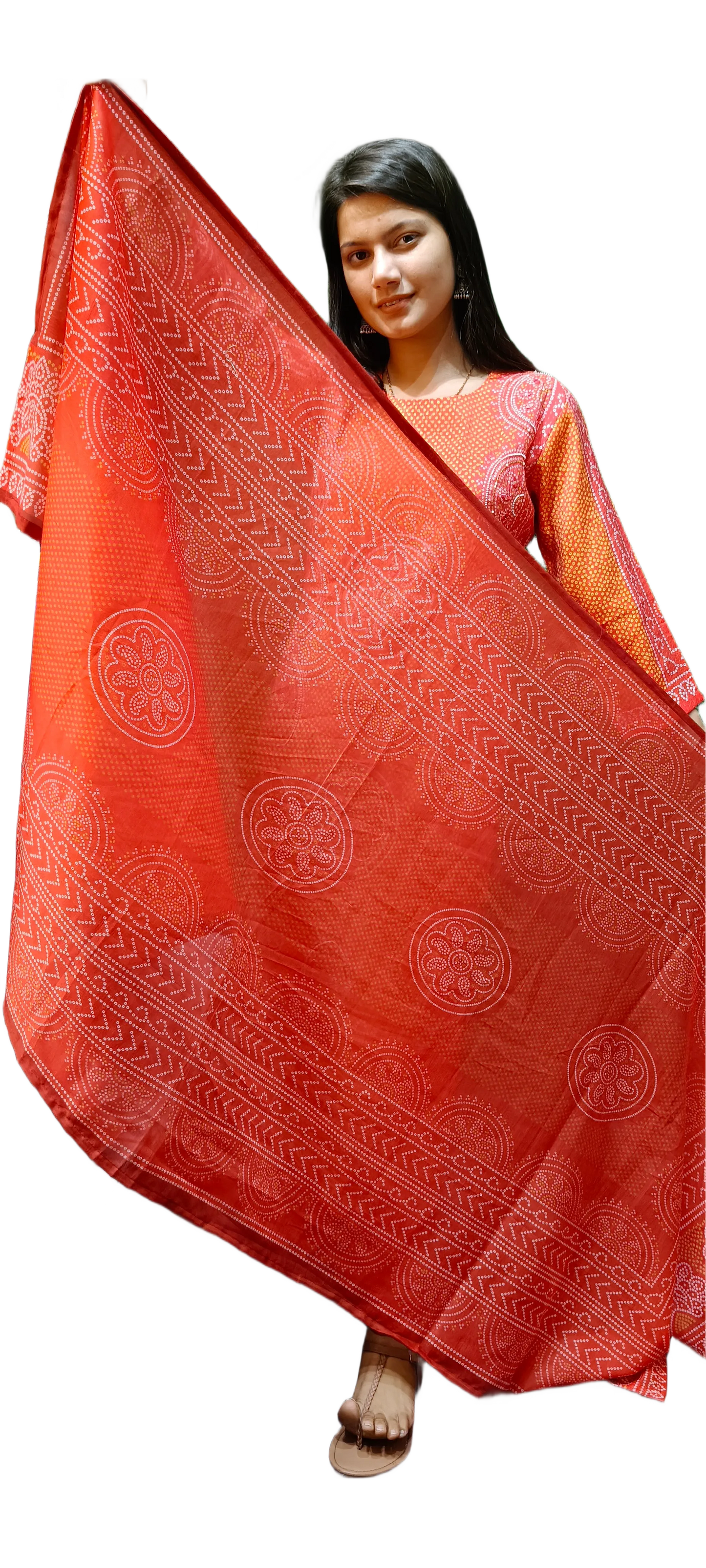 Cotton Bandhani Print Kurta Pant Dupatta Set