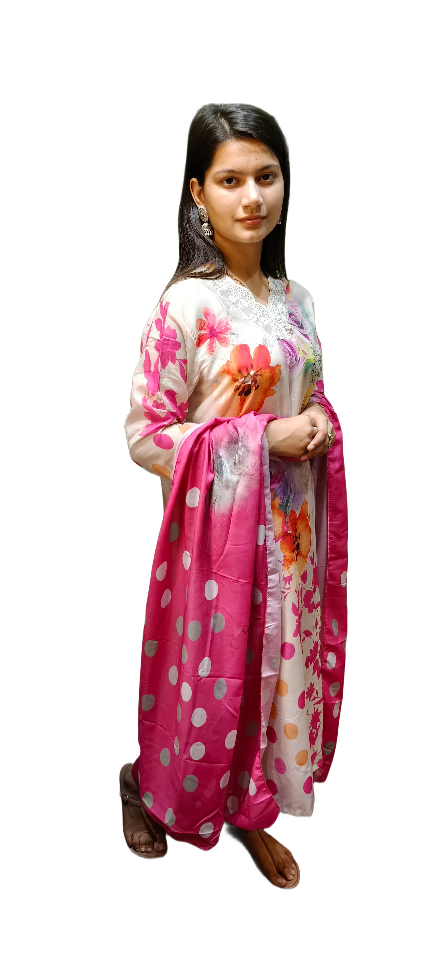 Cotton Digital Floral Print Kurta Pant Dupatta Set