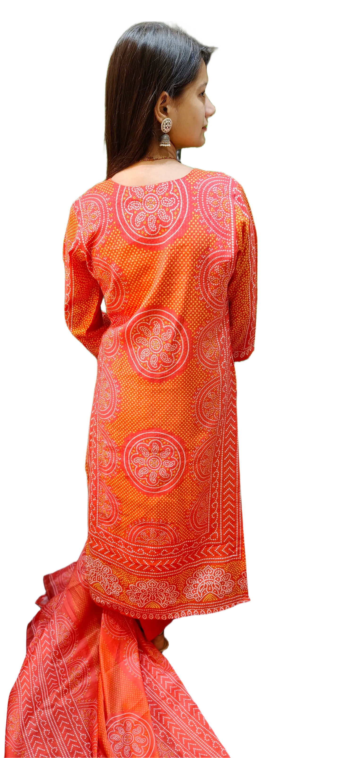 Cotton Bandhani Print Kurta Pant Dupatta Set