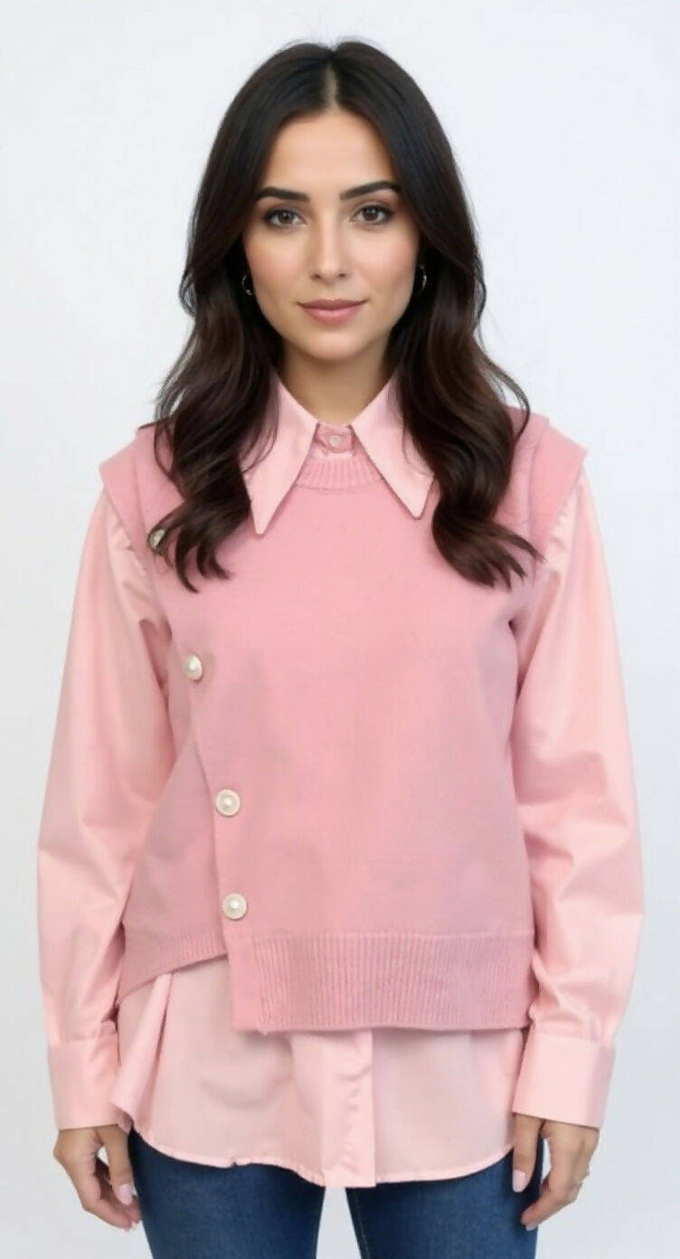 Winter Sweater With Chiffon Shirt
