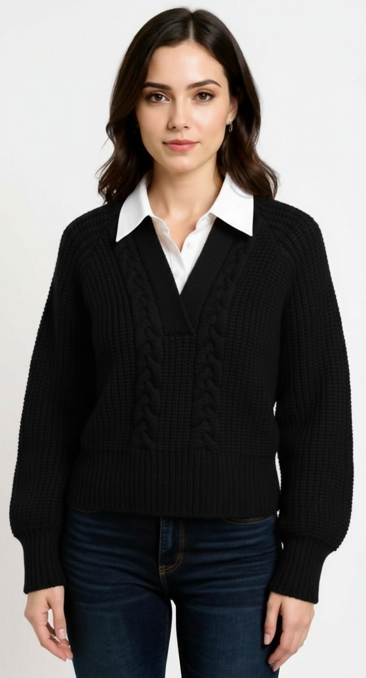 Elegant Girls Sweater with Collar