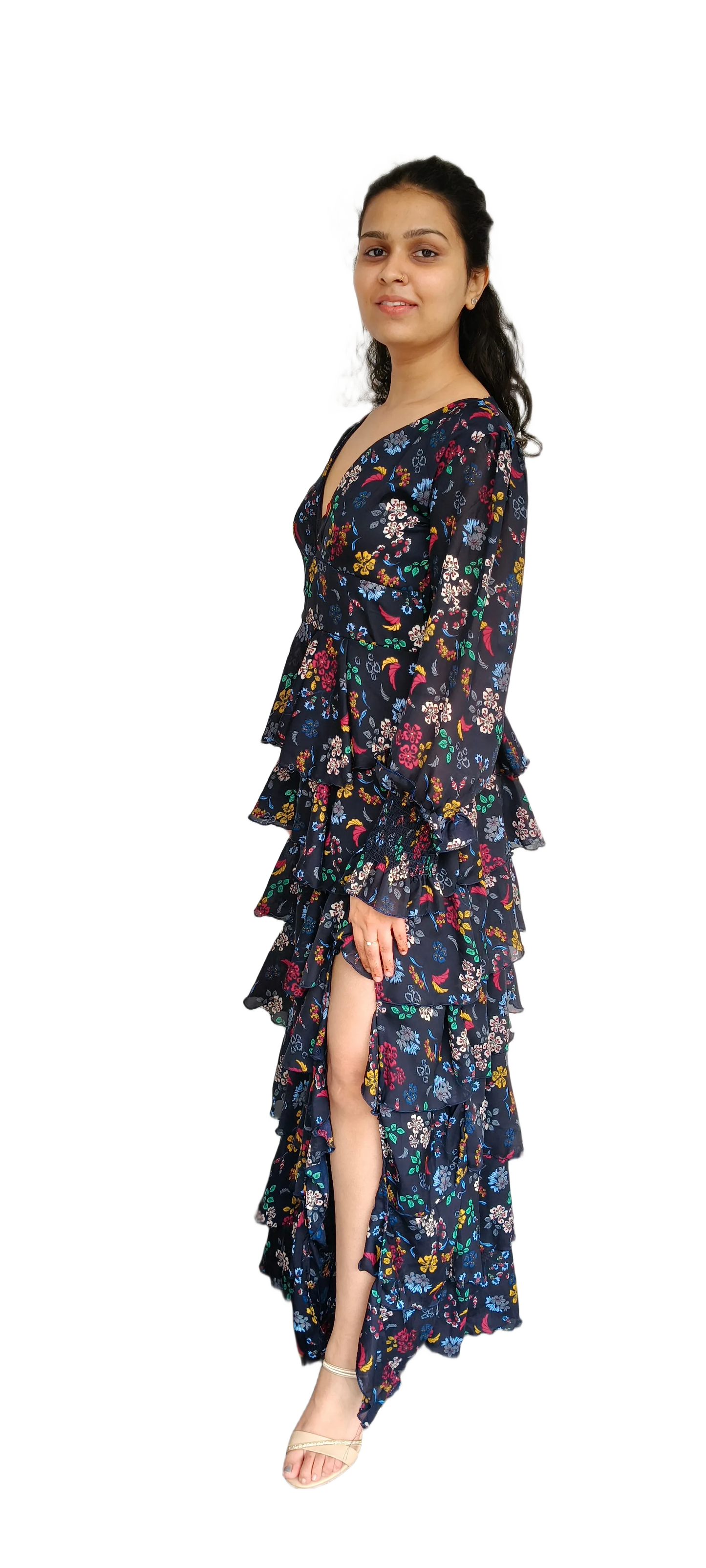 Women Long Chiffon Dress Black