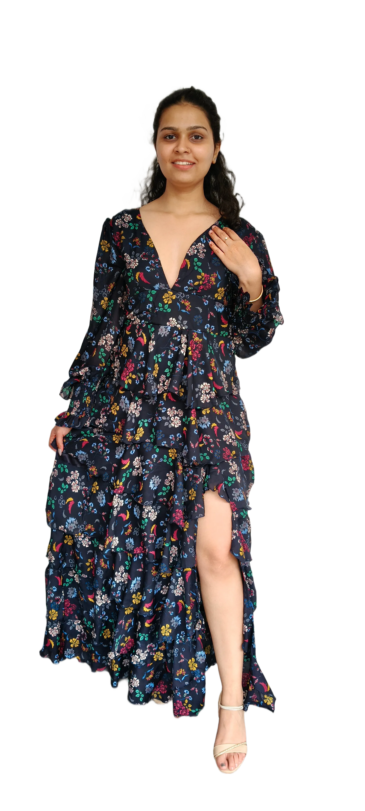 Women Long Chiffon Dress Black