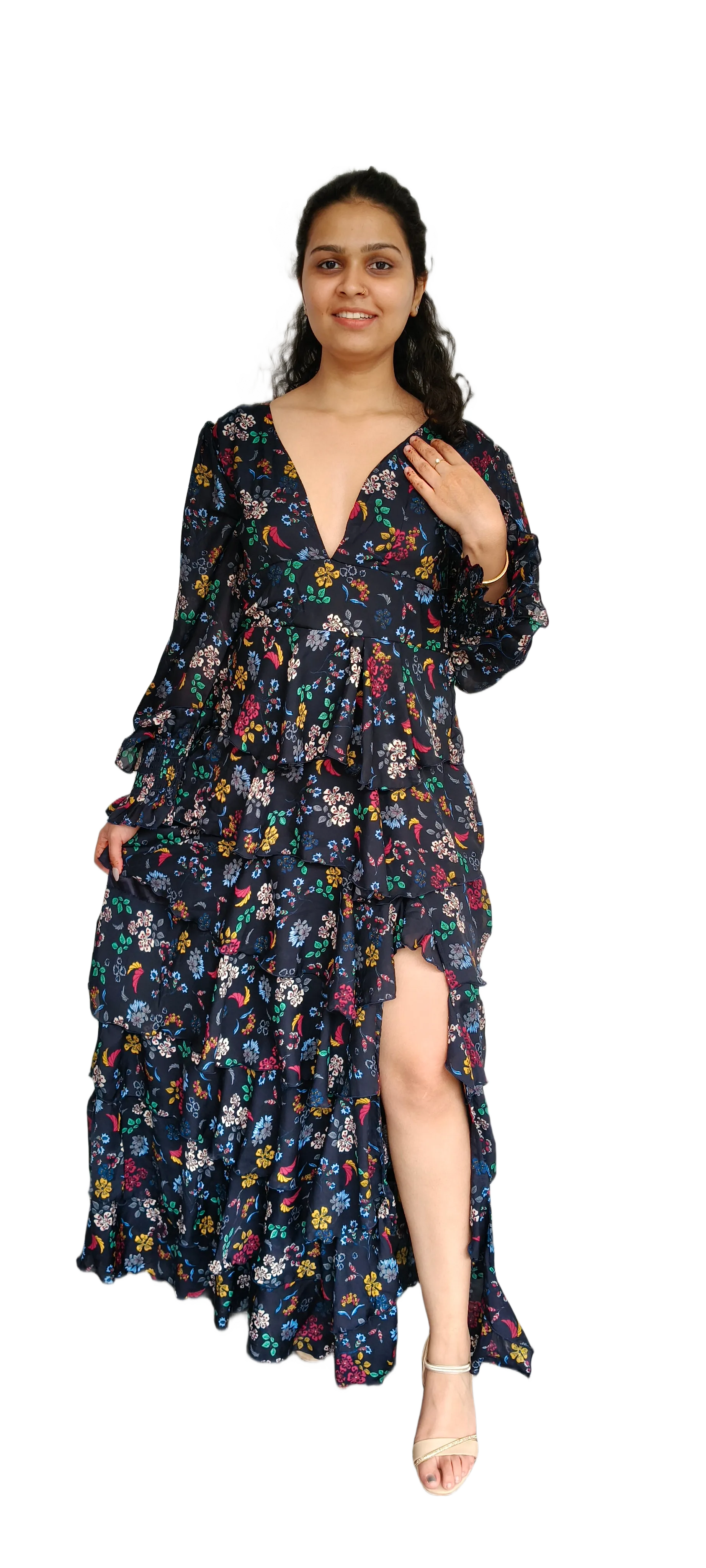 Women Long Chiffon Dress Black