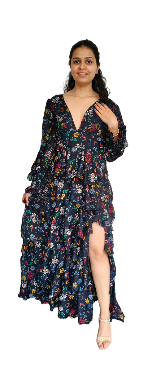 Women Long Chiffon Dress Black