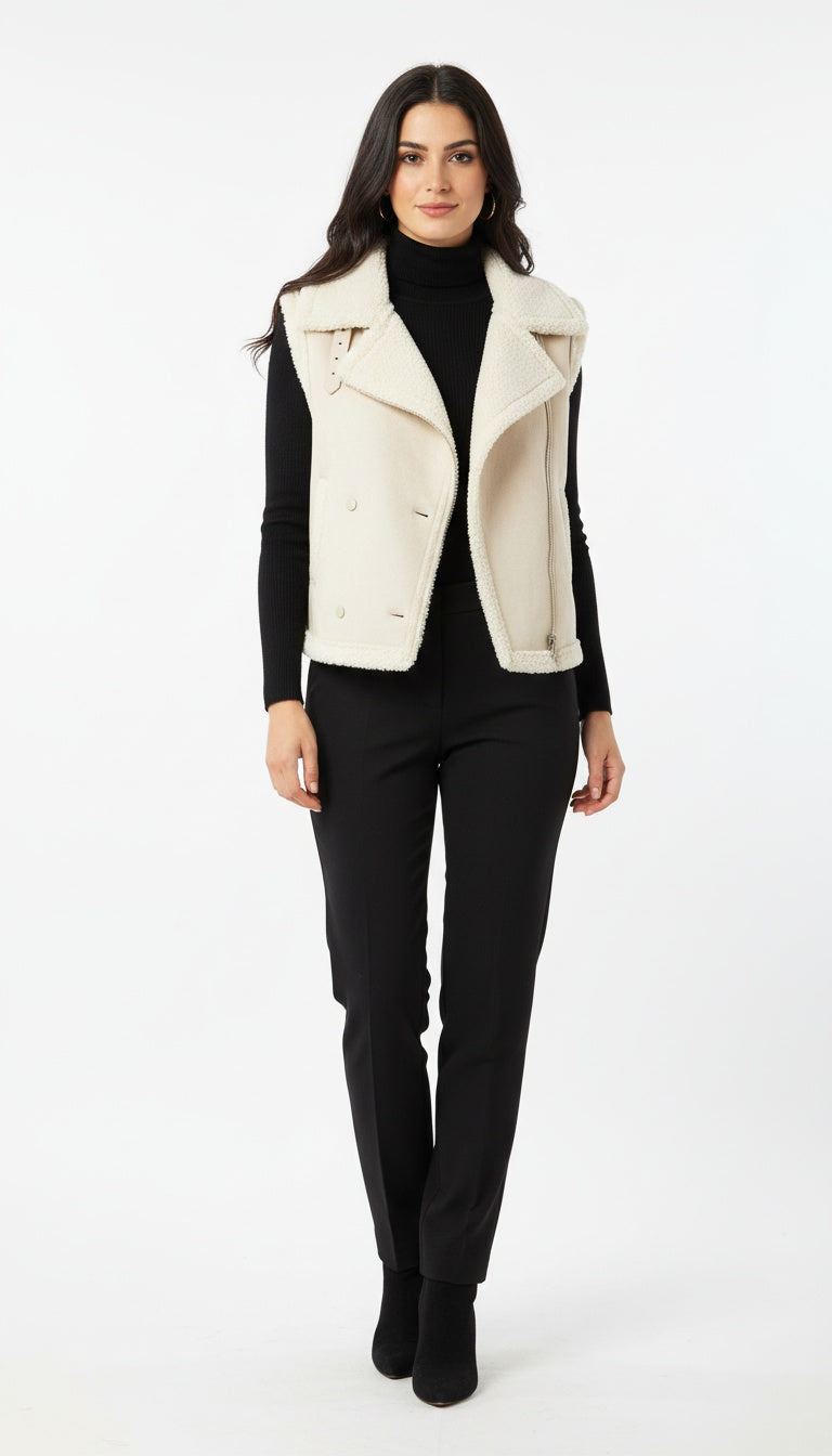 Women’s Elegant Faux Shearling Sleeveless Jacket / Vest