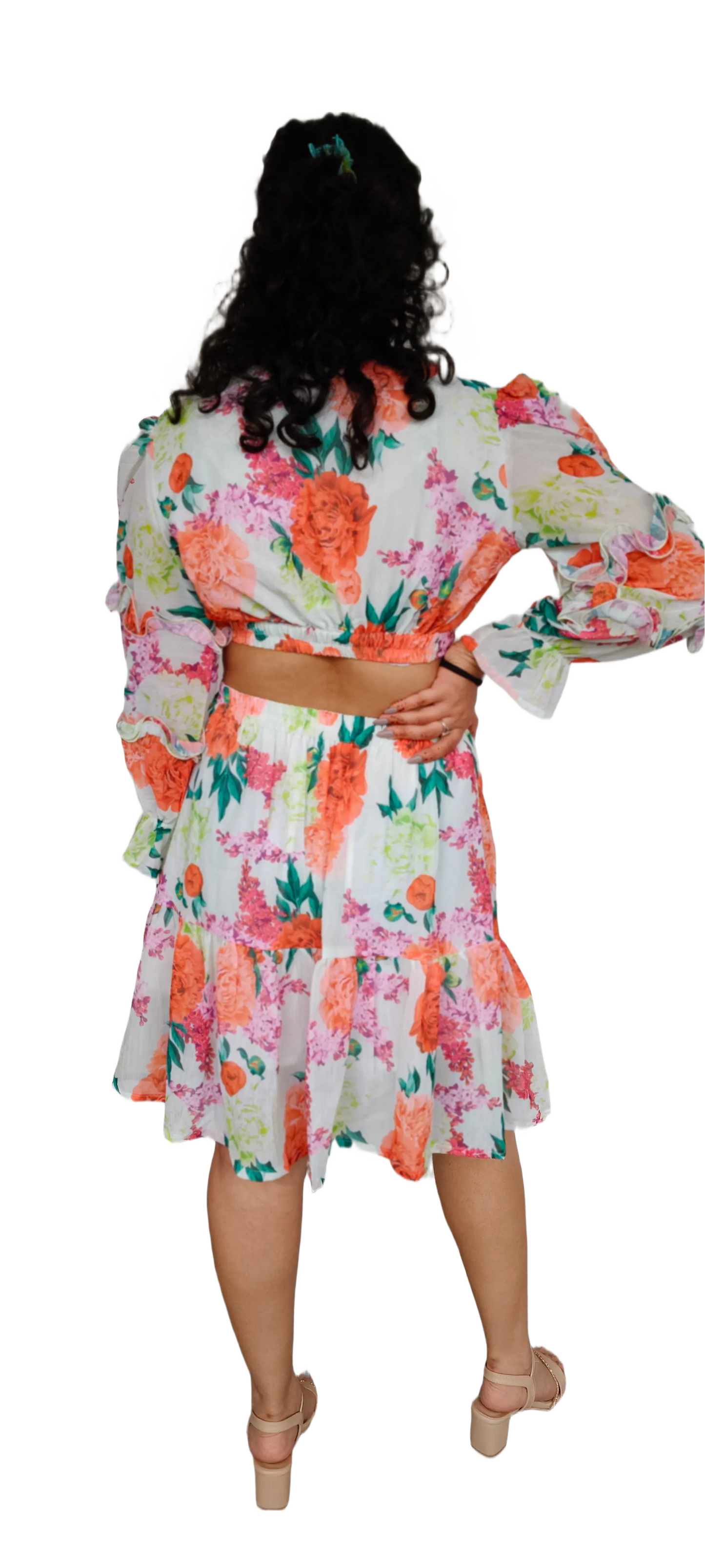Blue Flower Print Short Dress
