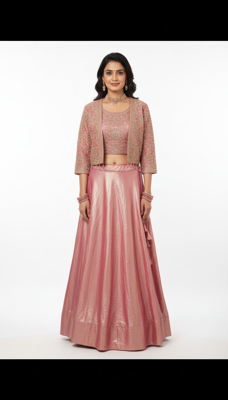 Traditional Lehenga Choli Dupatta with Jacket Set – Wedding Wear