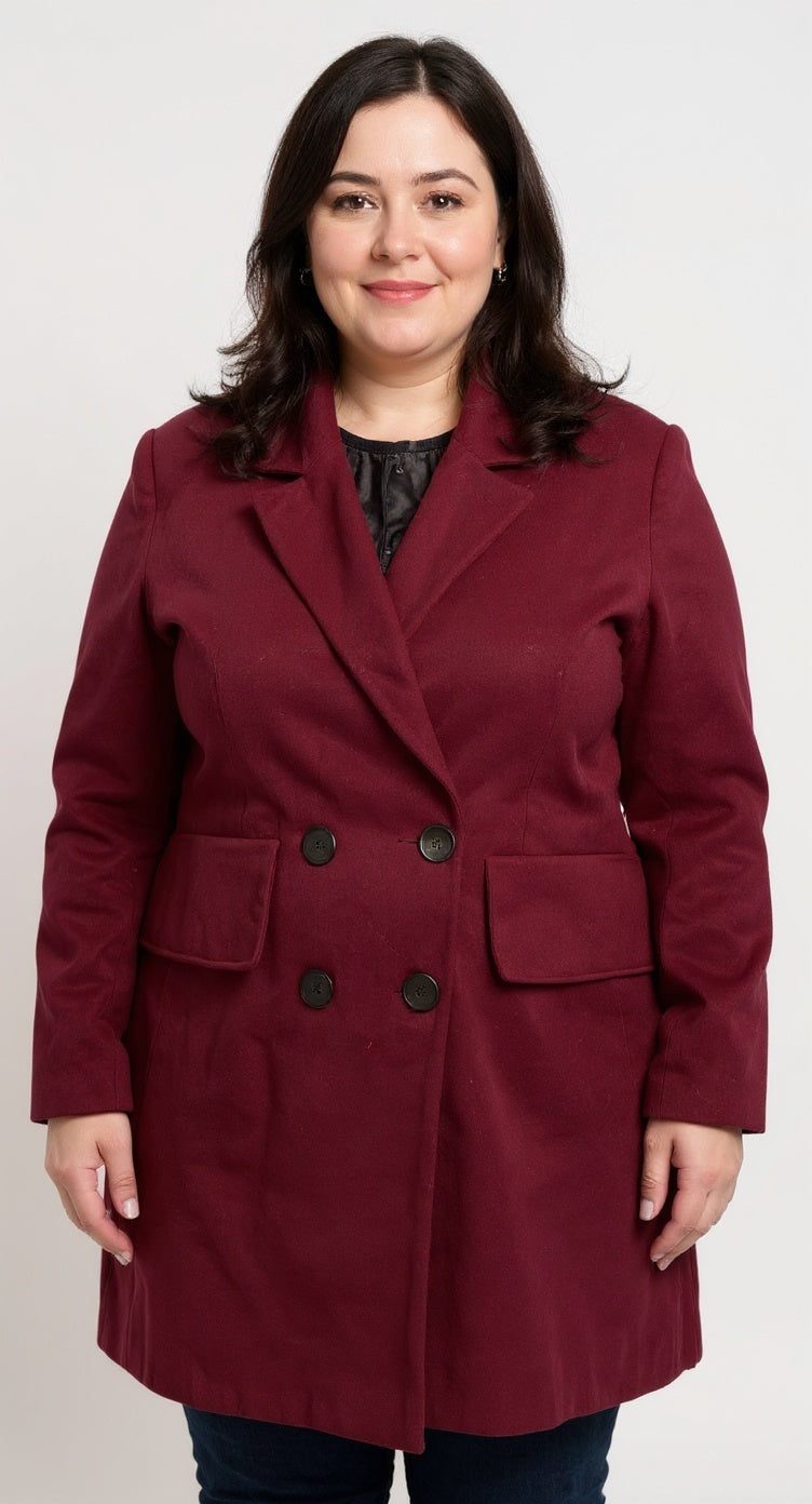 Long Tweed Women Coat Mehroon