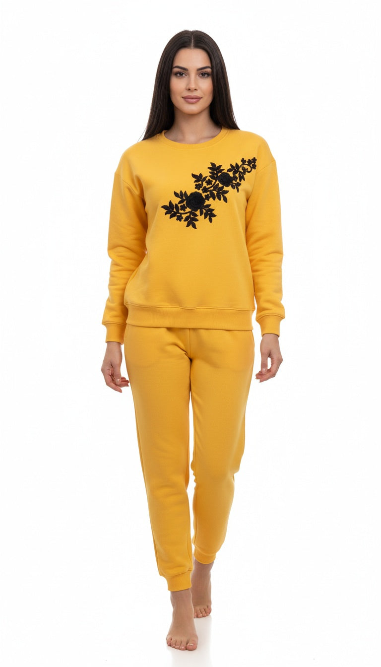 Women Cotton Fleece Co-Ord Set with Track Pants