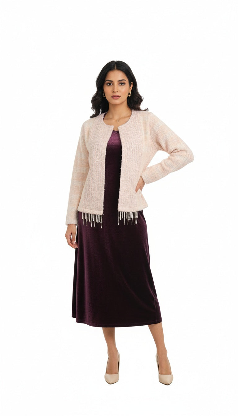 Women Premium Velvet Exclusive Dress With Jacket