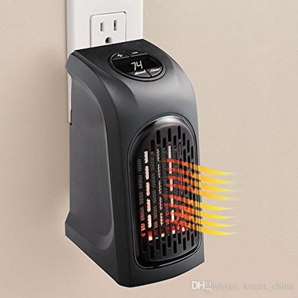 Portable Plug-in Mini Heater with Digital Display and Adjustable Thermostat | 400W Energy Efficient Wall Heater for Home Office Bedroom | Compact Electric Room Heater with Timer