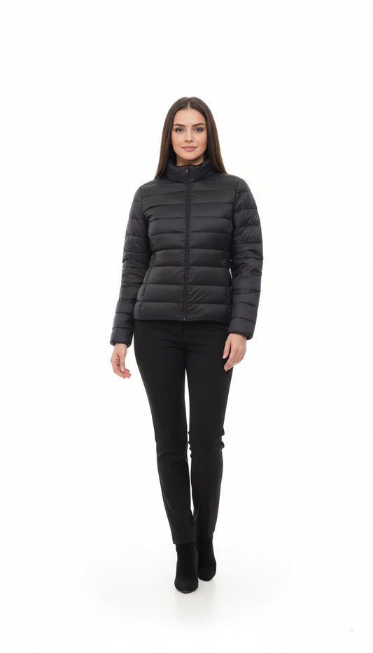 Women’s Classic Black Puffer Jacket – Lightweight Winter Essential