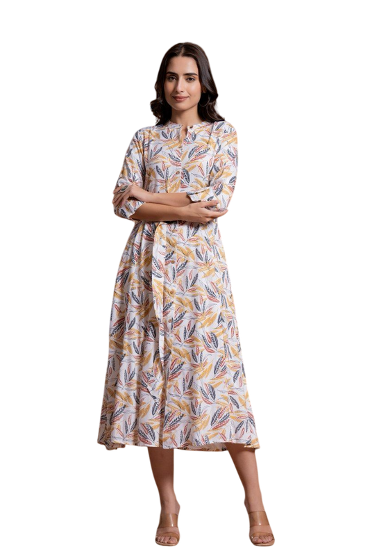 Women Long Tunic Leaf Print