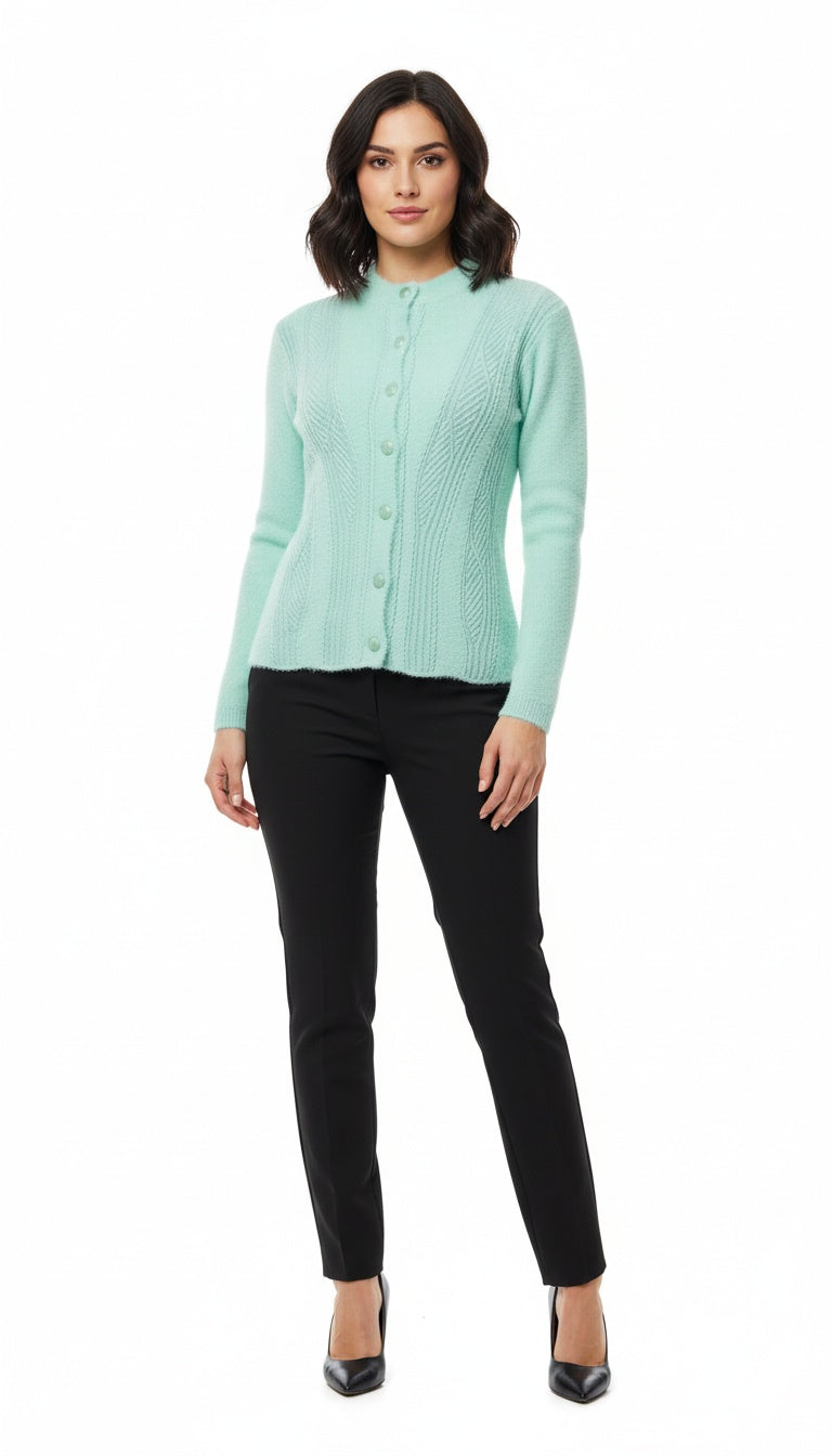 Women’s Fuzzy Woolen Cardigan with Front Buttons | Premium Winter Wear