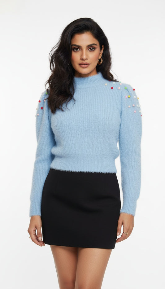 Women’s Elegant Winter Sweater with Bead Work