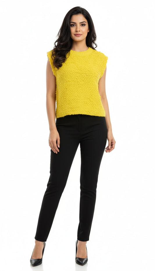 Women’s Textured Soft Wool Knit Sleeveless Top | Stylish Winter Layering Wear