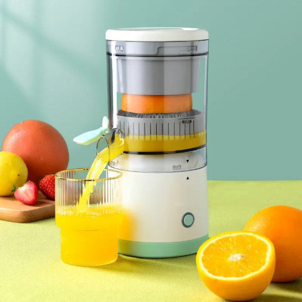 Electric Citrus Juicer, Portable Fruit Extractor with Splash Guard, White and Silver, Fresh Juice Maker for Home Kitchen