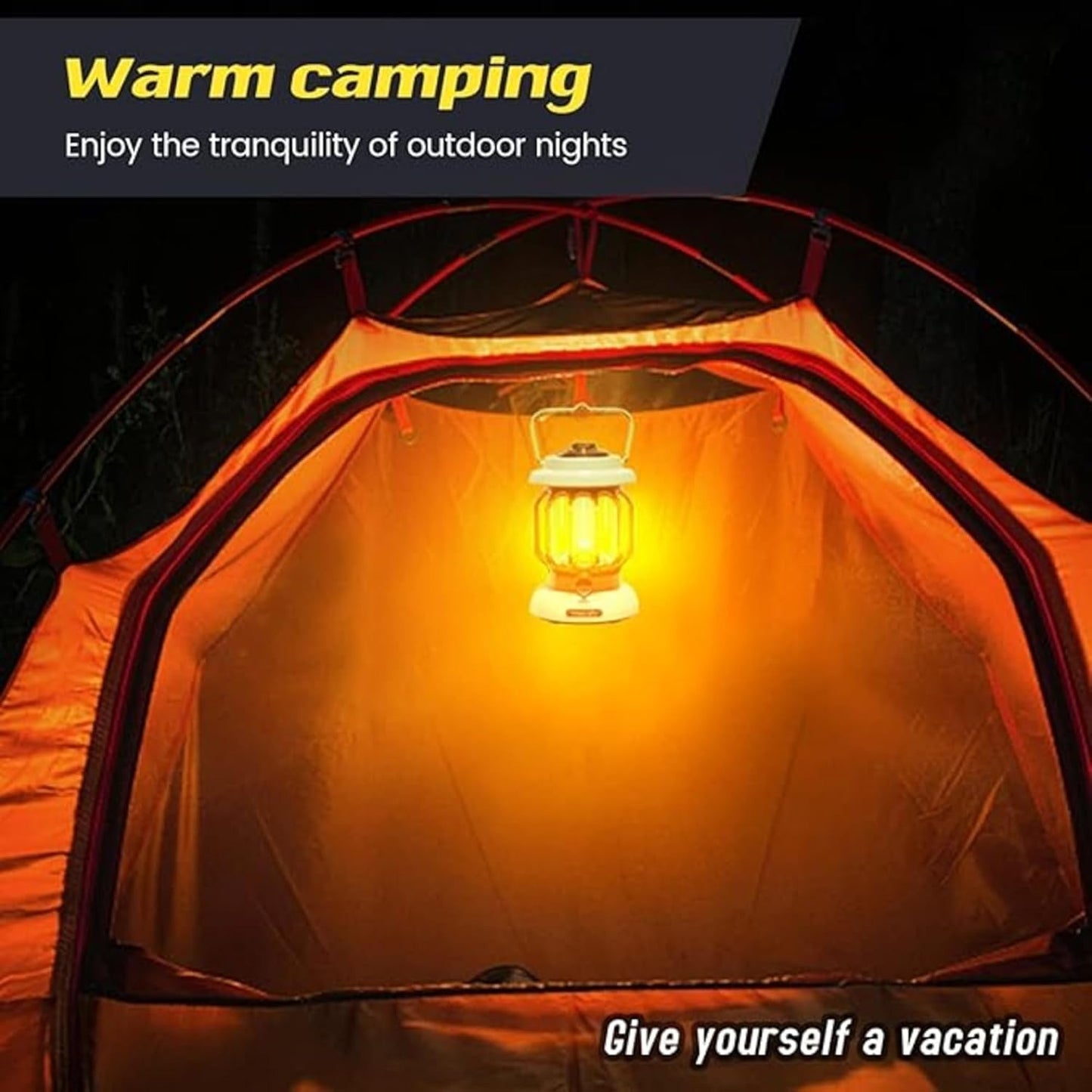 Led Camping Light Retro Style Lighting Battery Dimmable Tent Lamp Outdoor Portable Waterproof Flashlight Lanterns Lightweight For Courtyard Hiking ,Black