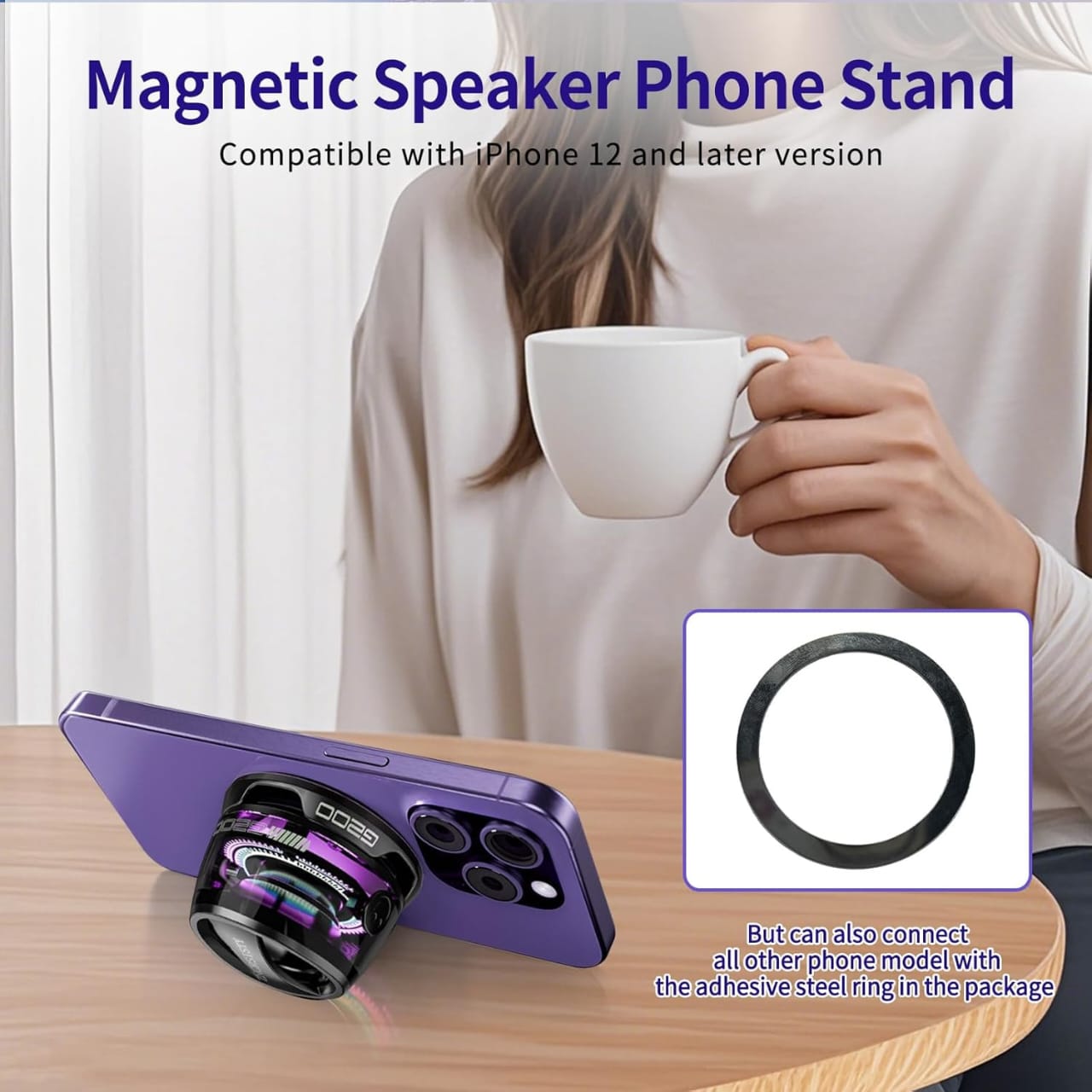 Magnetic Bluetooth Speaker G200 Portable Wireless Mini Speaker with RGB Light Show 3D Stereo Sound Waterproof IPX5 Phone Stand TWS Pairing Compact Travel Audio