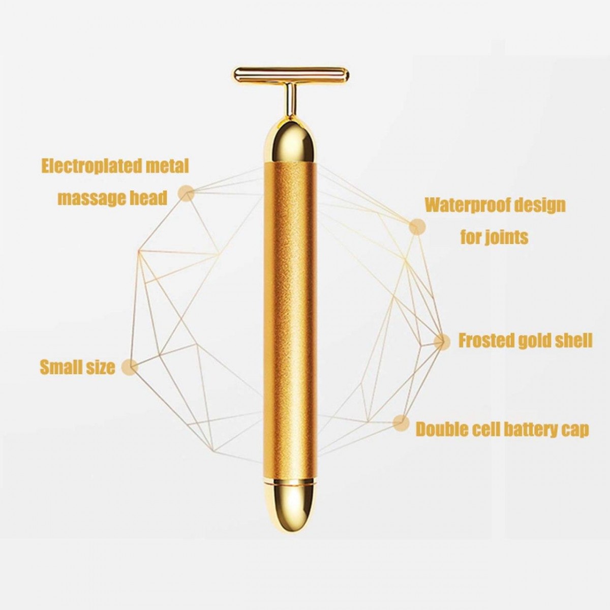 24K GOLDEN MASSAGERFacial Beauty Massage Bar - Electric Gold Face Massager – T-Shaped Portable Anti-Aging