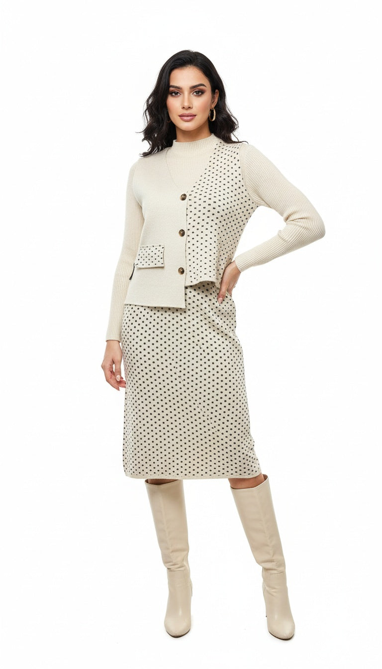 Women Elegant Soft Wool Short Dress With Jacket