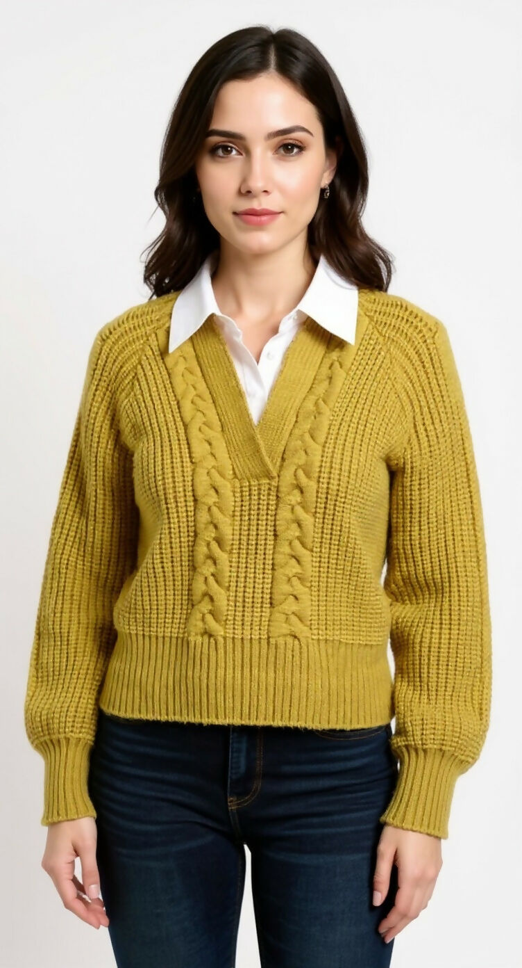 Elegant Girls Sweater with Collar