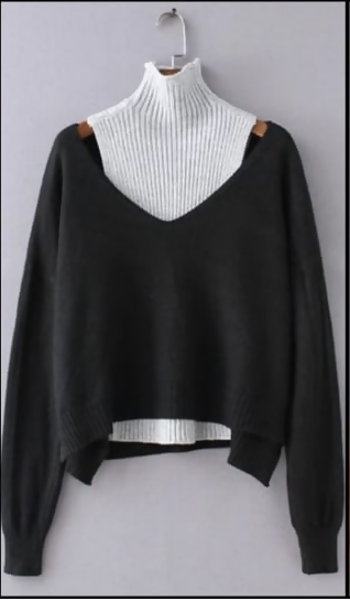 2 Pcs Sweater With High Neck Inner for Girls and Women