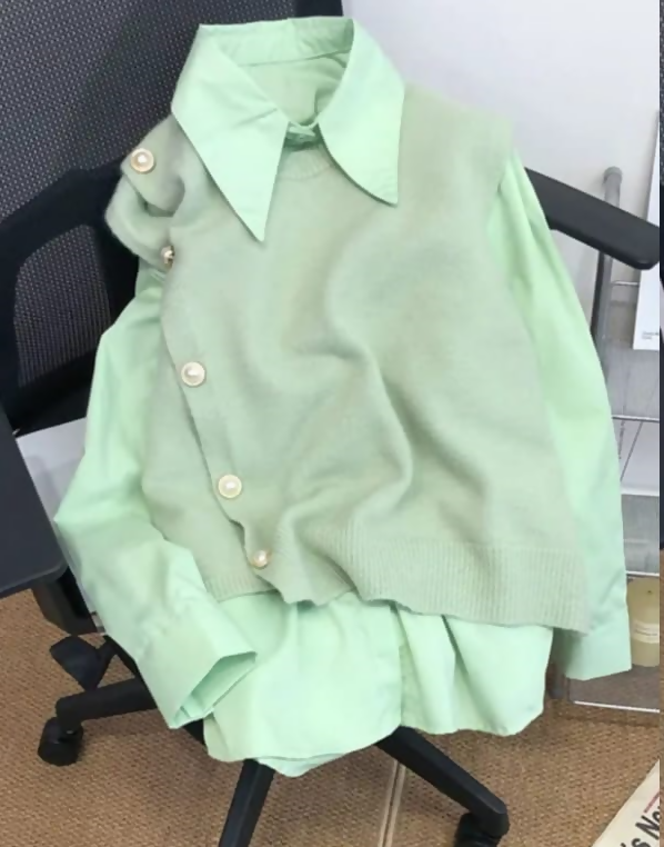 Winter Sweater With Chiffon Shirt